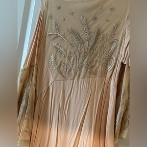 aab Collection Elegant Beige Embroidered Maxi Dress Abaya